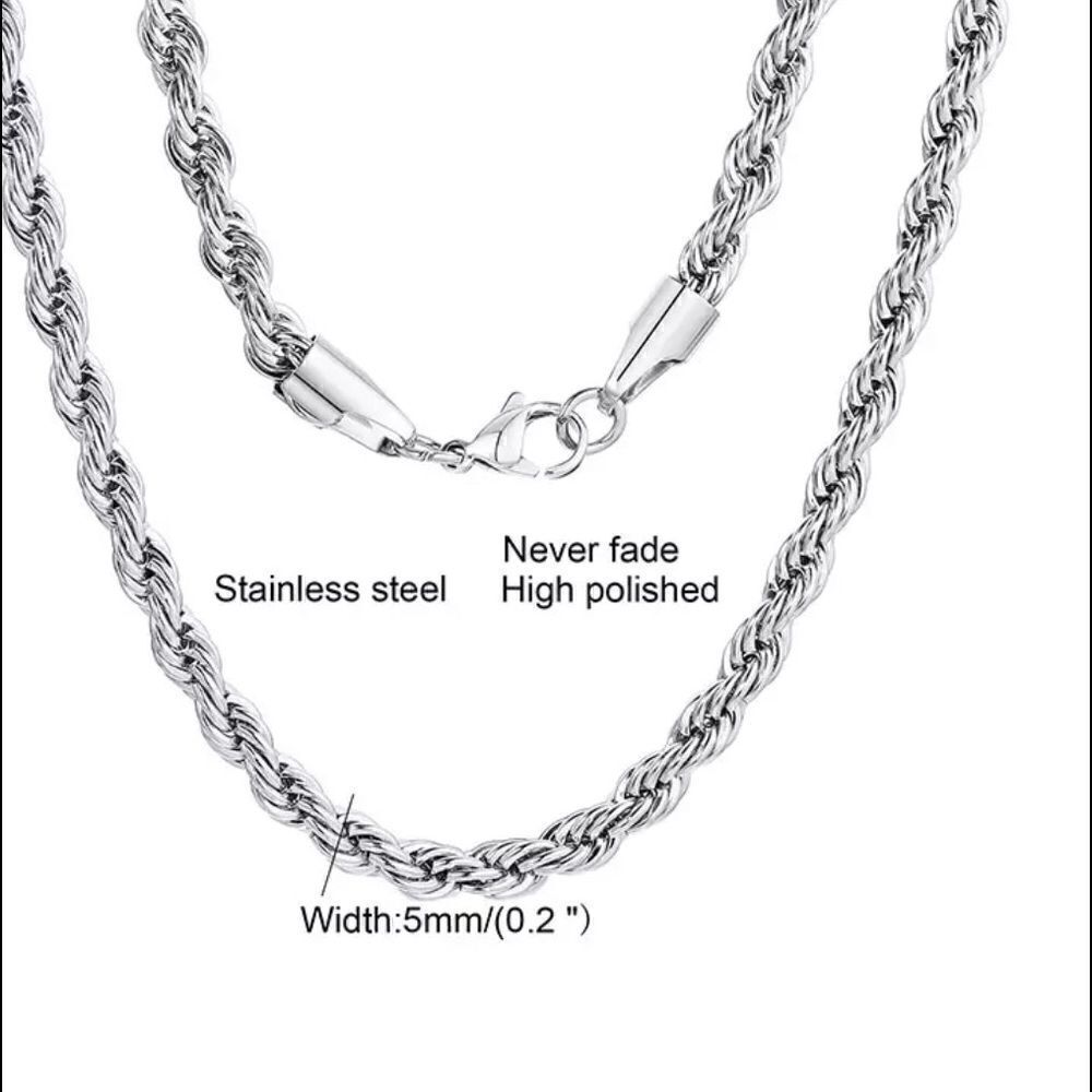 💗 Classic s 5mm Rope Silver Chain Necklace 22inch - Picture 6 of 6